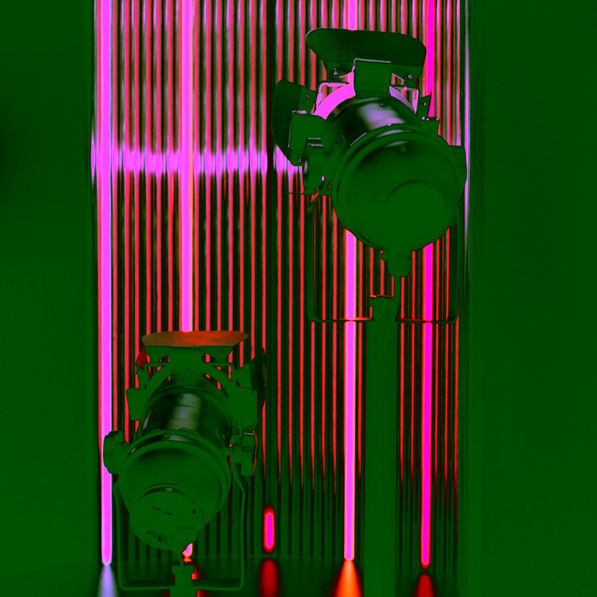 Square Stock Photo of Two Stage Lights with Neon Background