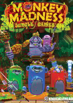 Monkey Madness arcade game poster featuring colorful cartoon characters and jungle theme with game logo