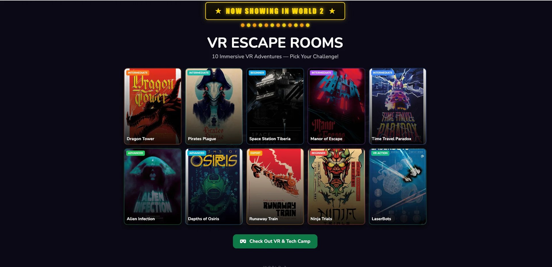 VR escape room game grid